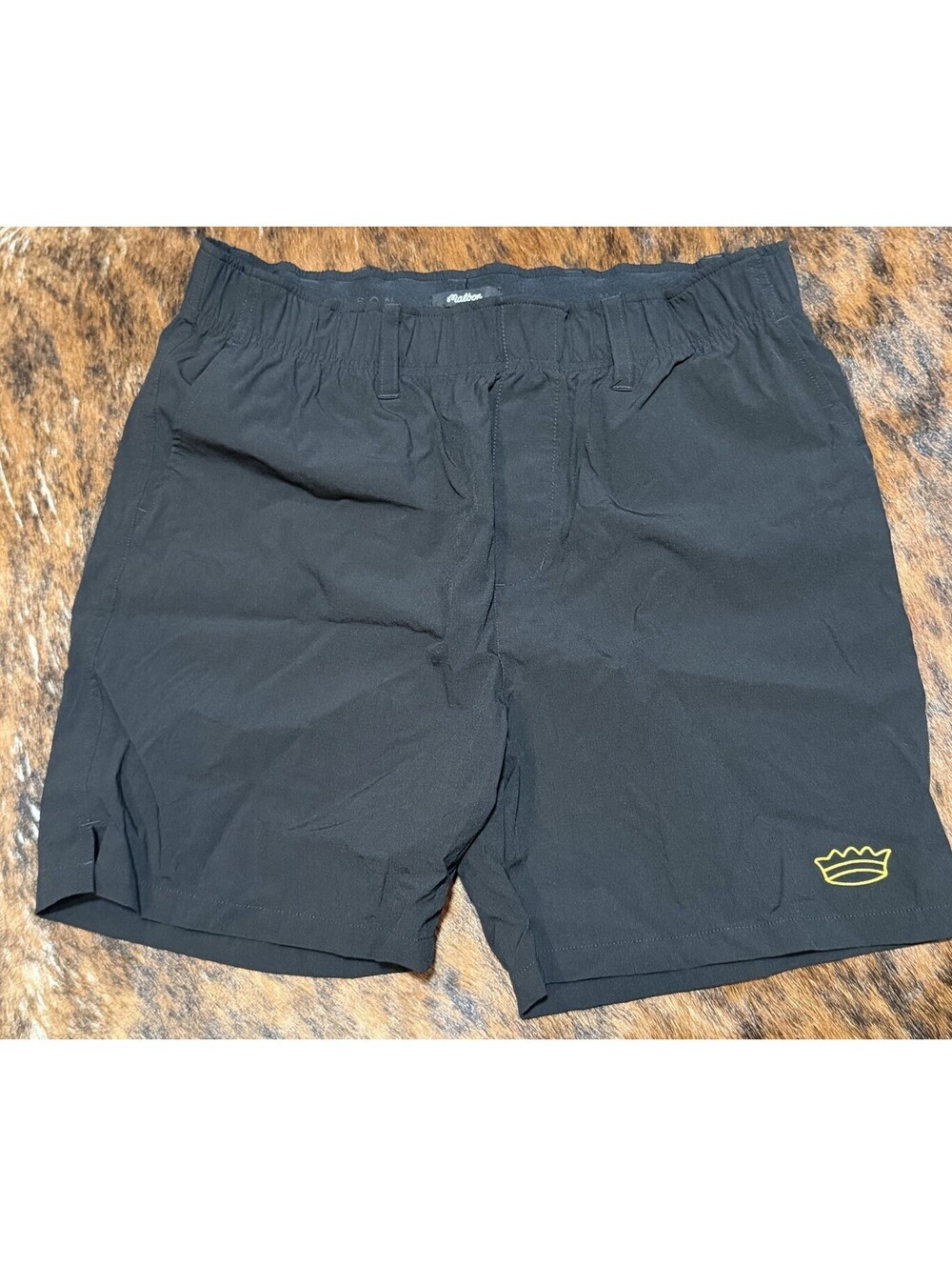 Malbon Golf Trophy Shorts Black Embroidered Crown Script Tech Hybrid Performance